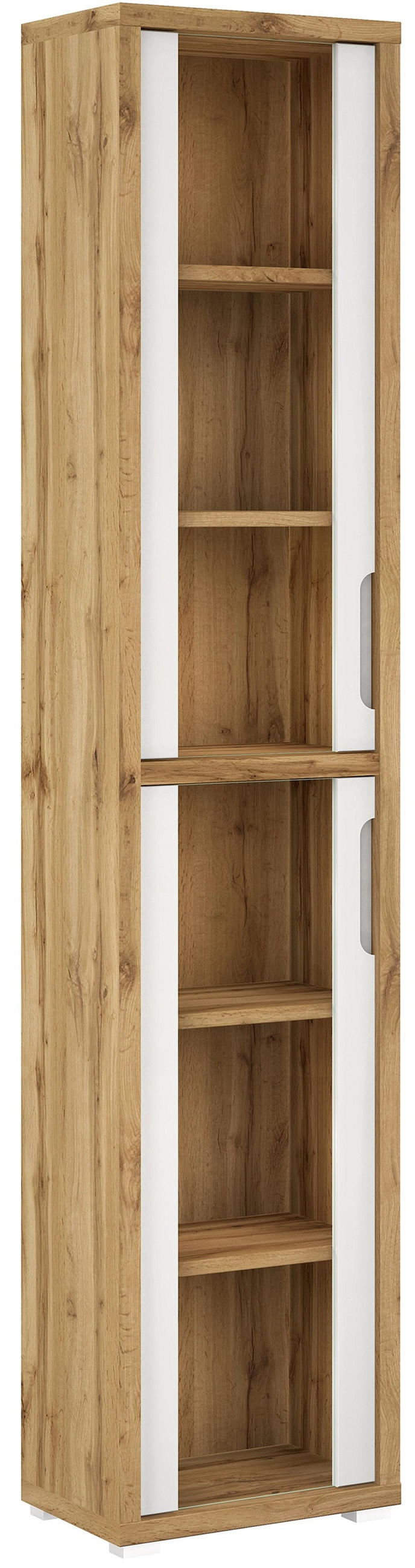 VITRINE  in Eichefarben, Weiß Hochglanz  - Eichefarben/Weiß Hochglanz, MODERN, Glas/Holzwerkstoff (44/218/36cm) - Xora