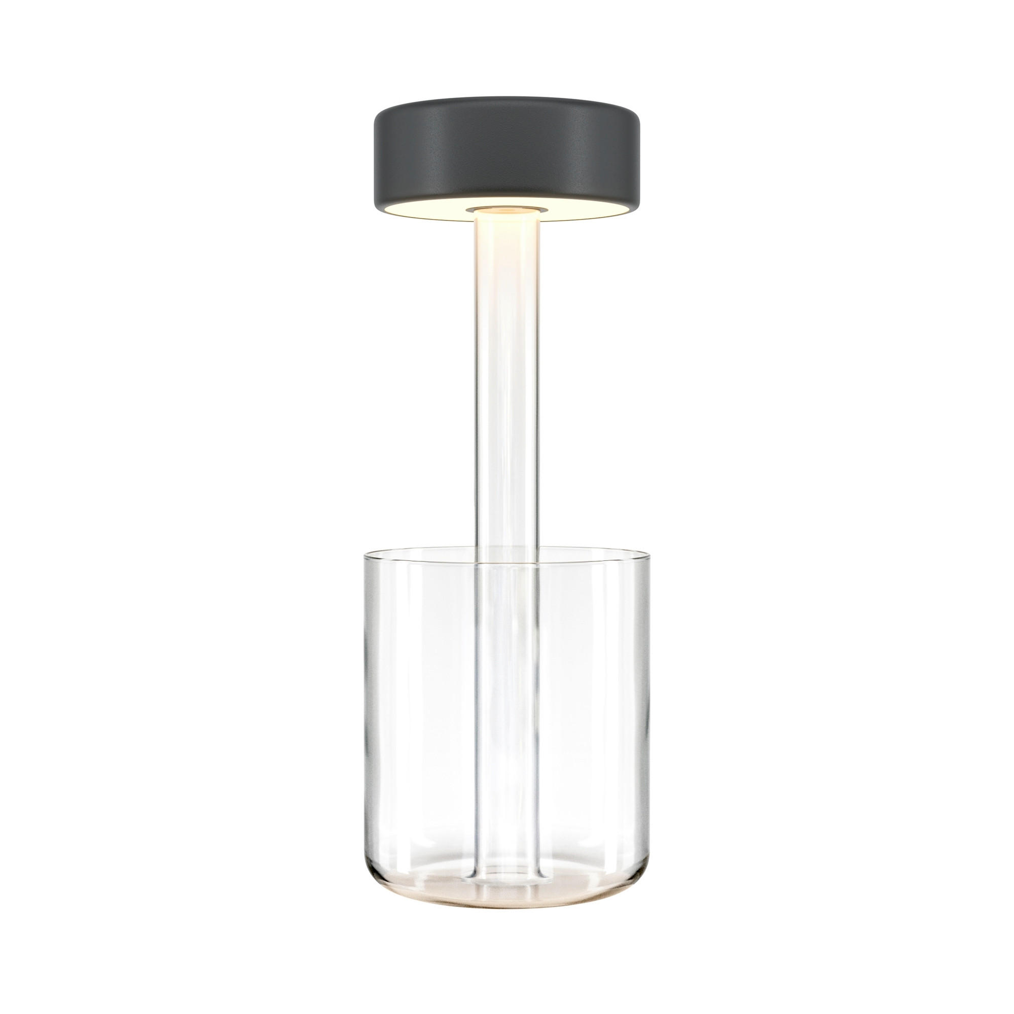 AKKU-TISCHLEUCHTE AI Collaboration 12/34,8 cm  - Transparent/Schwarz, Design, Glas/Metall (12/34,8cm) - MAYTONI