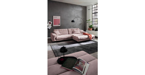 HOCKERBANK 120/43/90 cm Cord Rosa Metall  - Schwarz/Rosa, Design, Textil/Metall (120/43/90cm) - Dieter Knoll