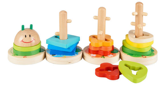 MOTORIKSPIEL Raupe  - Multicolor, Basics, Holz/Holzwerkstoff (33/12,5cm) - My Baby Lou