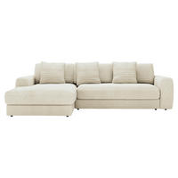 ECKSOFA in Cord Creme  - Creme/Schwarz, Modern, Kunststoff/Textil (182/302cm) - Carryhome