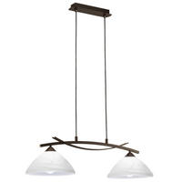 HÄNGLAMPA Vinovo 77/25/110 cm  - vit/mörkbrun, Klassisk, metall/glas (77/25/110cm) - Eglo