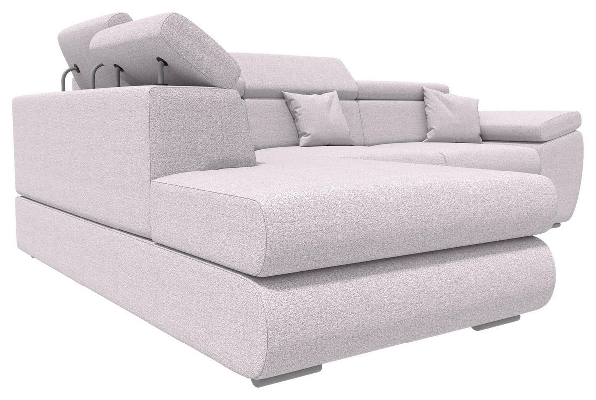 ECKSOFA Hellgrau Struktur  - Chromfarben/Hellgrau, KONVENTIONELL, Kunststoff/Textil (205/282cm) - Carryhome