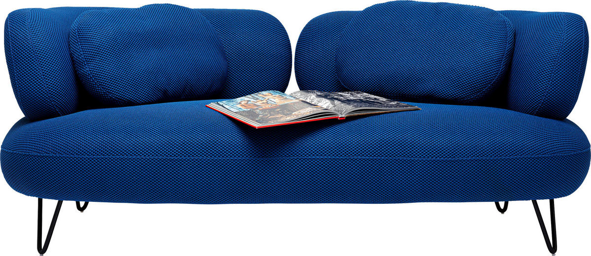 2-SITZER-SOFA in Netz Blau  - Blau/Schwarz, Design, Textil/Metall (182/72/94cm) - Kare-Design