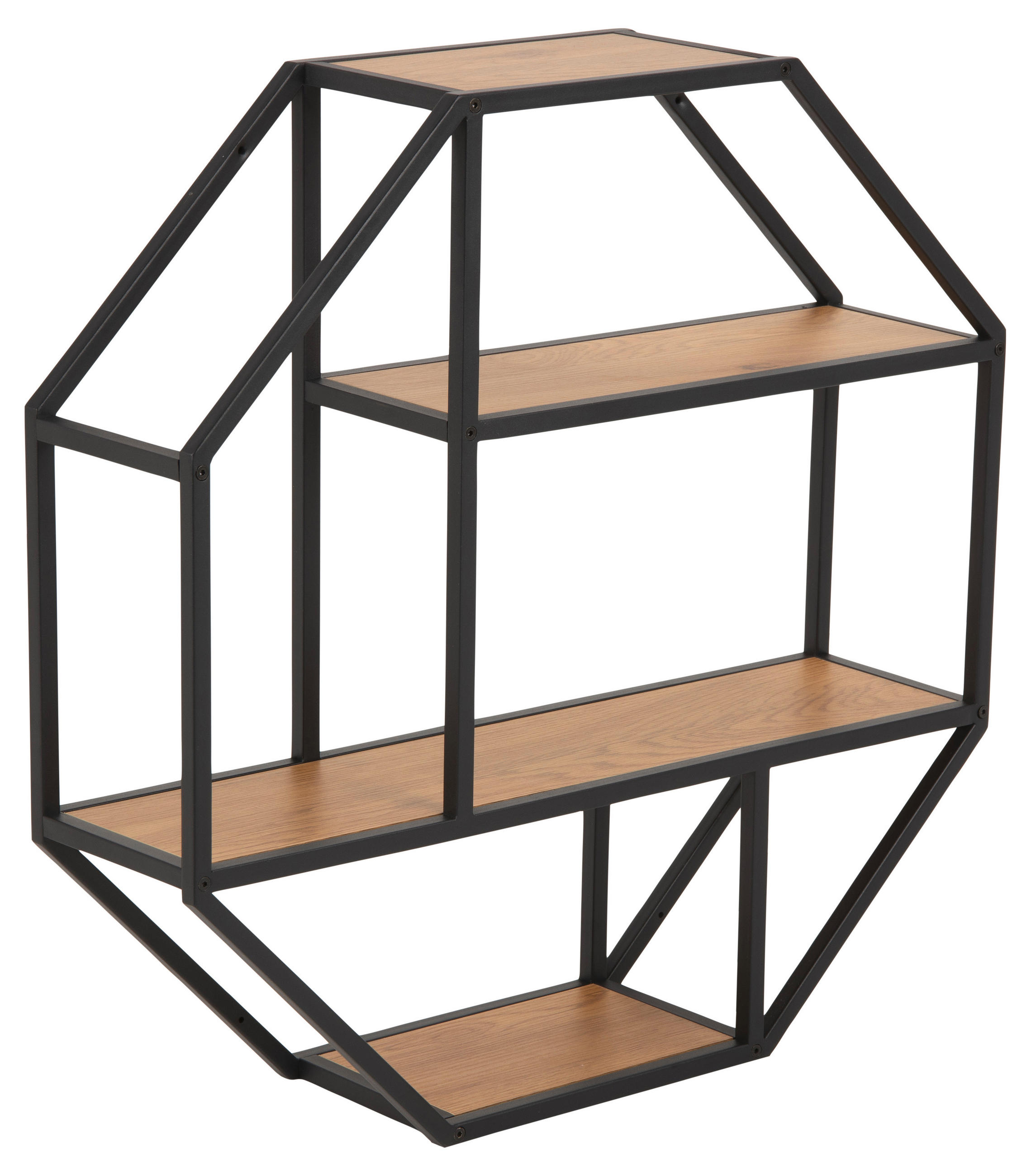 WANDREGAL Schwarz, Eichefarben  - Eichefarben/Schwarz, Trend, Holzwerkstoff/Metall (77/77/20cm) - Livetastic