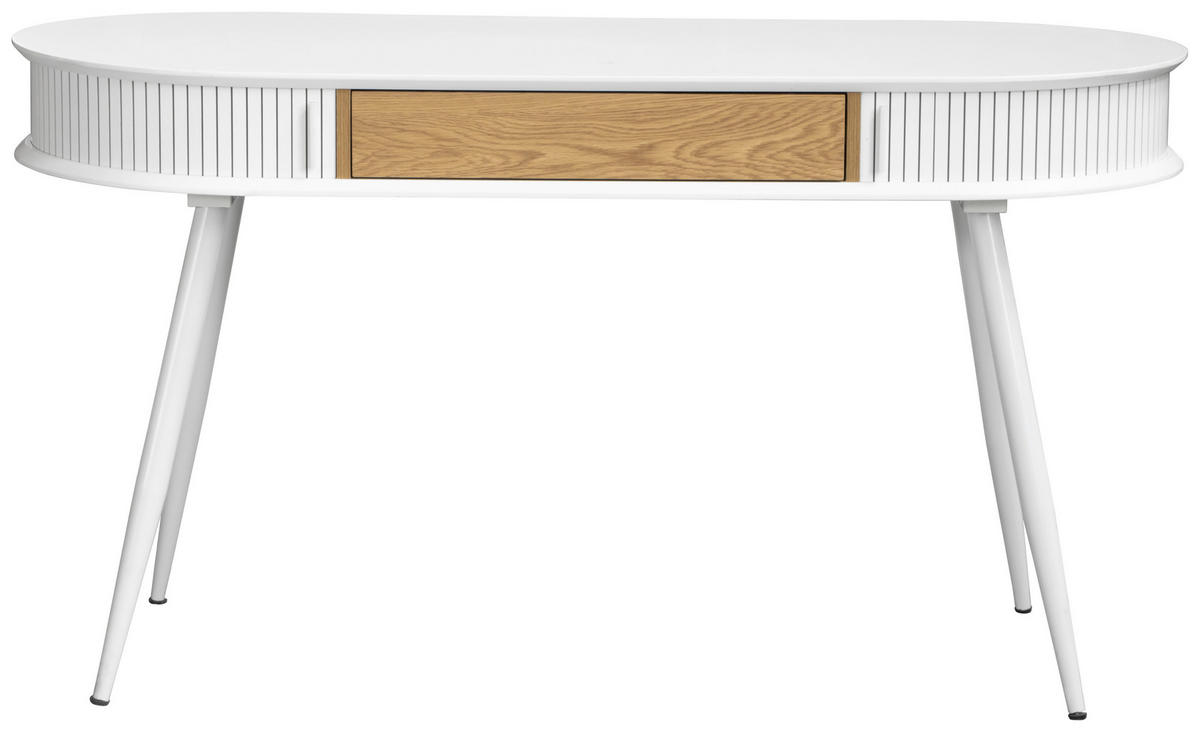 PSACÍ STŮL, bílá, barvy dubu, 140/76/60 cm - bílá/barvy dubu, Lifestyle, kov/kompozitní dřevo (140/76/60cm) - MID.YOU