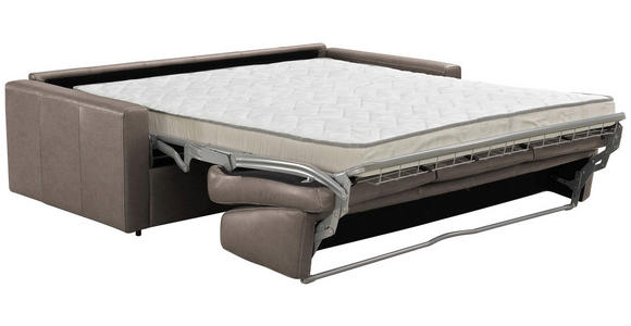 SCHLAFSOFA Bard in Echtleder Taupe  - Taupe/Schwarz, KONVENTIONELL, Leder/Kunststoff (206/81/96cm) - Novel