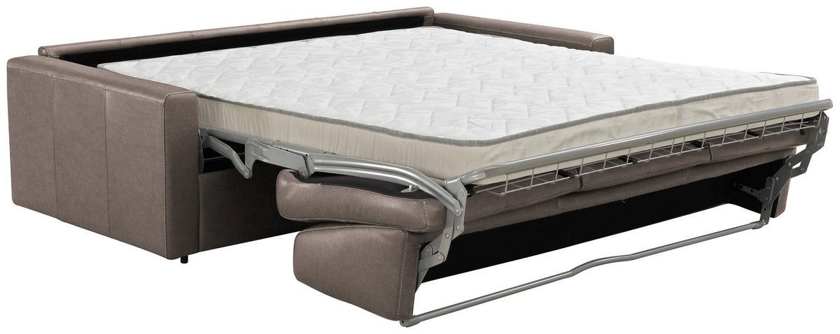 SCHLAFSOFA Bard in Echtleder Taupe  - Taupe/Schwarz, KONVENTIONELL, Leder/Kunststoff (206/81/96cm) - Novel