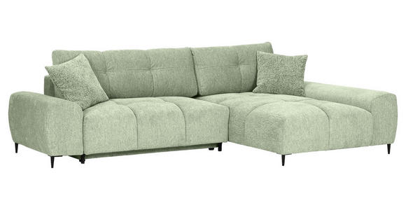 ECKSOFA  in Flachgewebe Hellgrün  - Schwarz/Hellgrün, KONVENTIONELL, Textil/Metall (295/180cm) - Carryhome