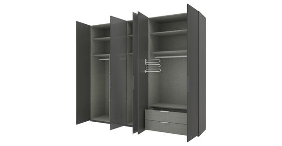 DREHTÜRENSCHRANK  in Anthrazit  - Anthrazit/Schwarz, KONVENTIONELL, Glas/Holzwerkstoff (250/223/62cm) - Novel