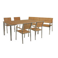 GARTENTISCHGRUPPE  - Silberfarben/Braun, Basics, Holz/Metall - Gardenson
