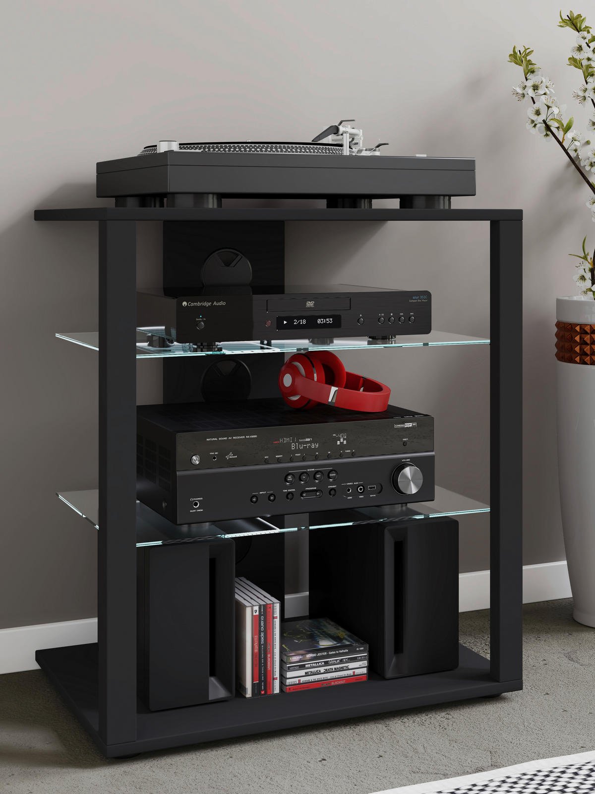 TV-RACK - Schwarz, Basics, Holzwerkstoff/Kunststoff (60/70/41cm) - MID.YOU