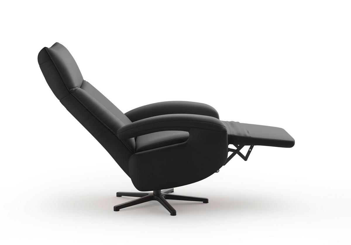 SESSEL in Echtleder Schwarz  - Schwarz, KONVENTIONELL, Leder/Metall (74/112/82cm) - Sit & More