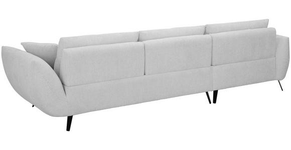 ECKSOFA Silberfarben Chenille Armlehnenkissen, Rücken echt, Sitztiefenverstellung  - Silberfarben/Schwarz, KONVENTIONELL, Textil/Metall (313/215cm) - Hom`in