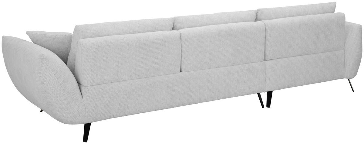 ECKSOFA Silberfarben Chenille Armlehnenkissen, Rücken echt, Sitztiefenverstellung  - Silberfarben/Schwarz, KONVENTIONELL, Textil/Metall (313/215cm) - Hom`in