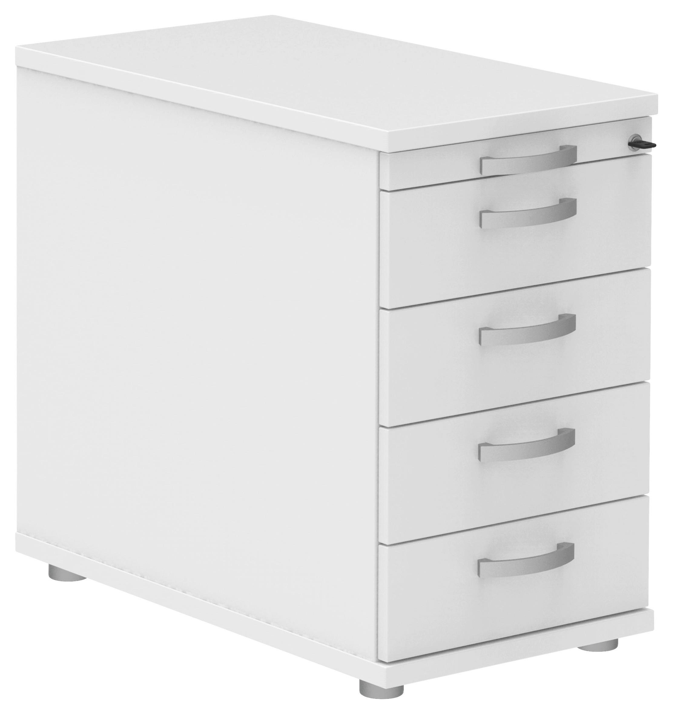 ANSTELLCONTAINER Weiß, Alufarben  - Alufarben/Weiß, KONVENTIONELL, Holzwerkstoff/Metall (43/72-80/80cm) - Moderano