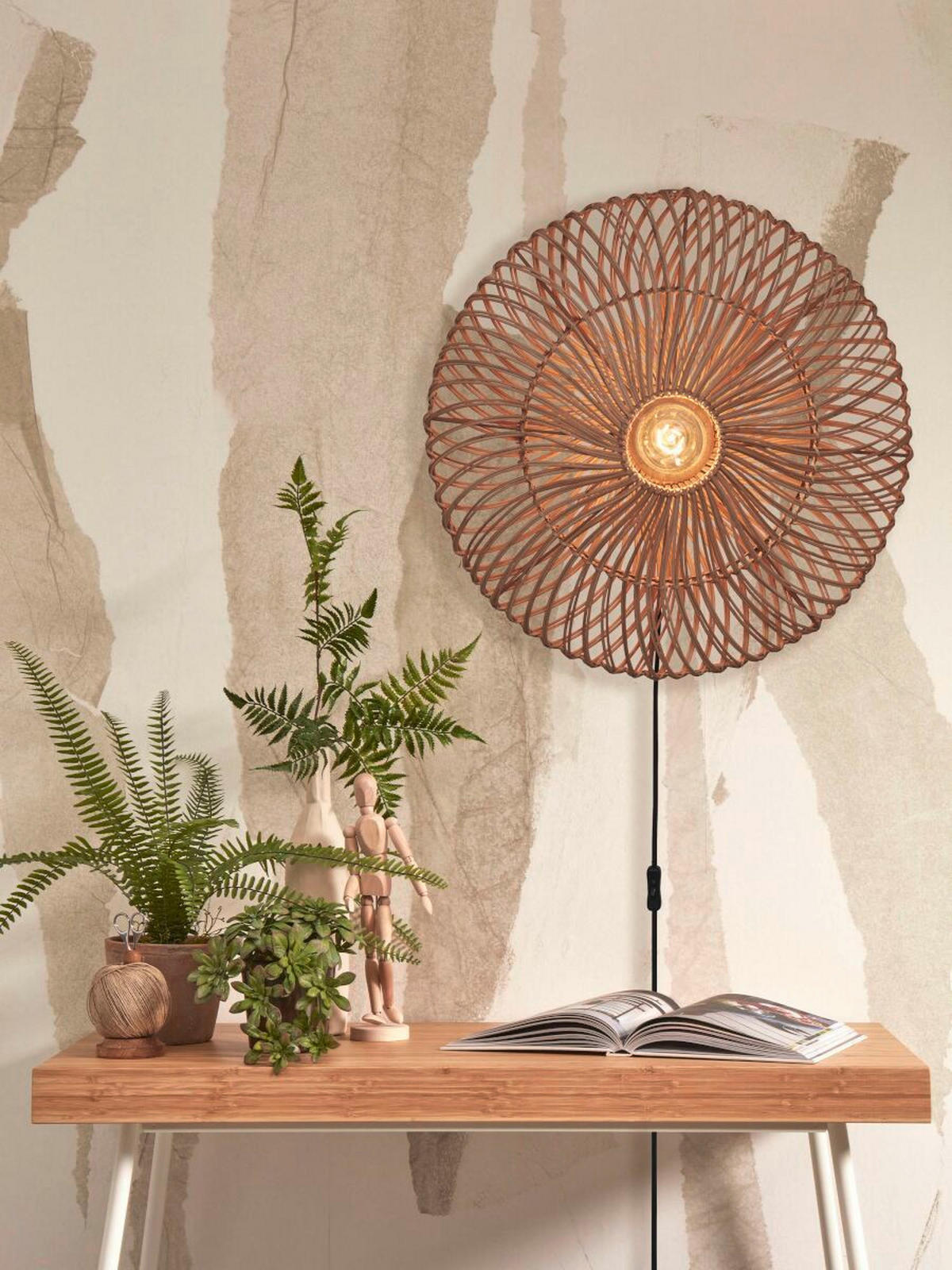 WANDLEUCHTE - Naturfarben, Trend, Naturmaterialien (55/14cm) - Good & Mojo