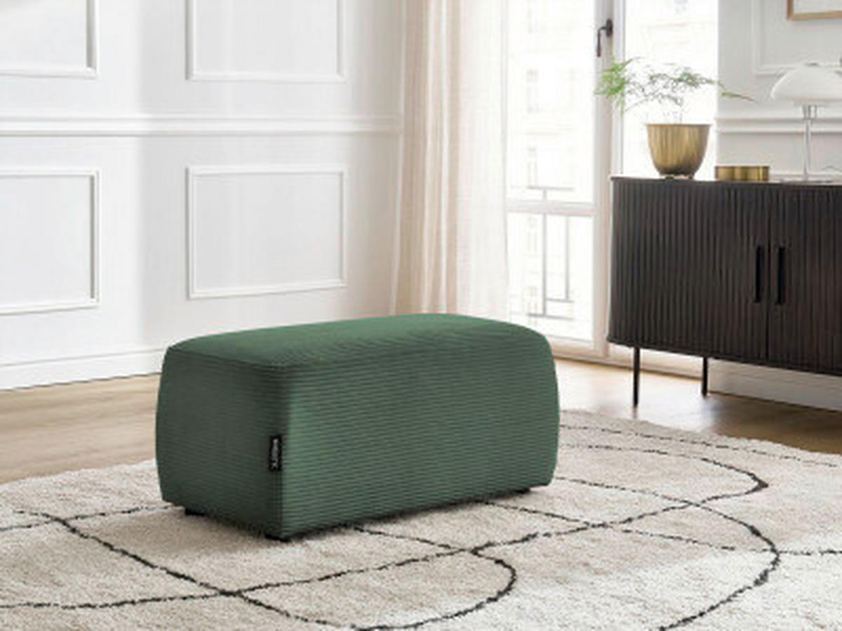 HOCKER ATILLA Cord Dunkelgrün  - Dunkelgrün/Schwarz, MODERN, Kunststoff/Textil (92/44/48cm)