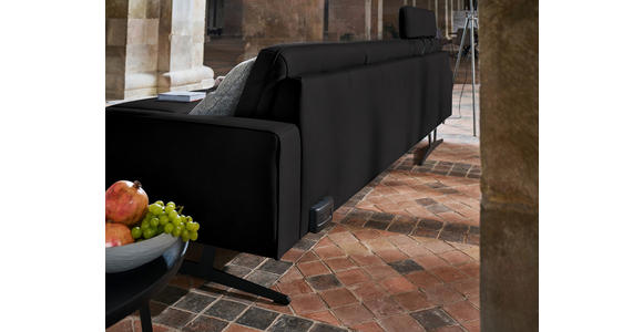 ECKSOFA in Echtleder Schwarz  - Anthrazit/Schwarz, KONVENTIONELL, Leder/Metall (182/324cm) - Ambiente