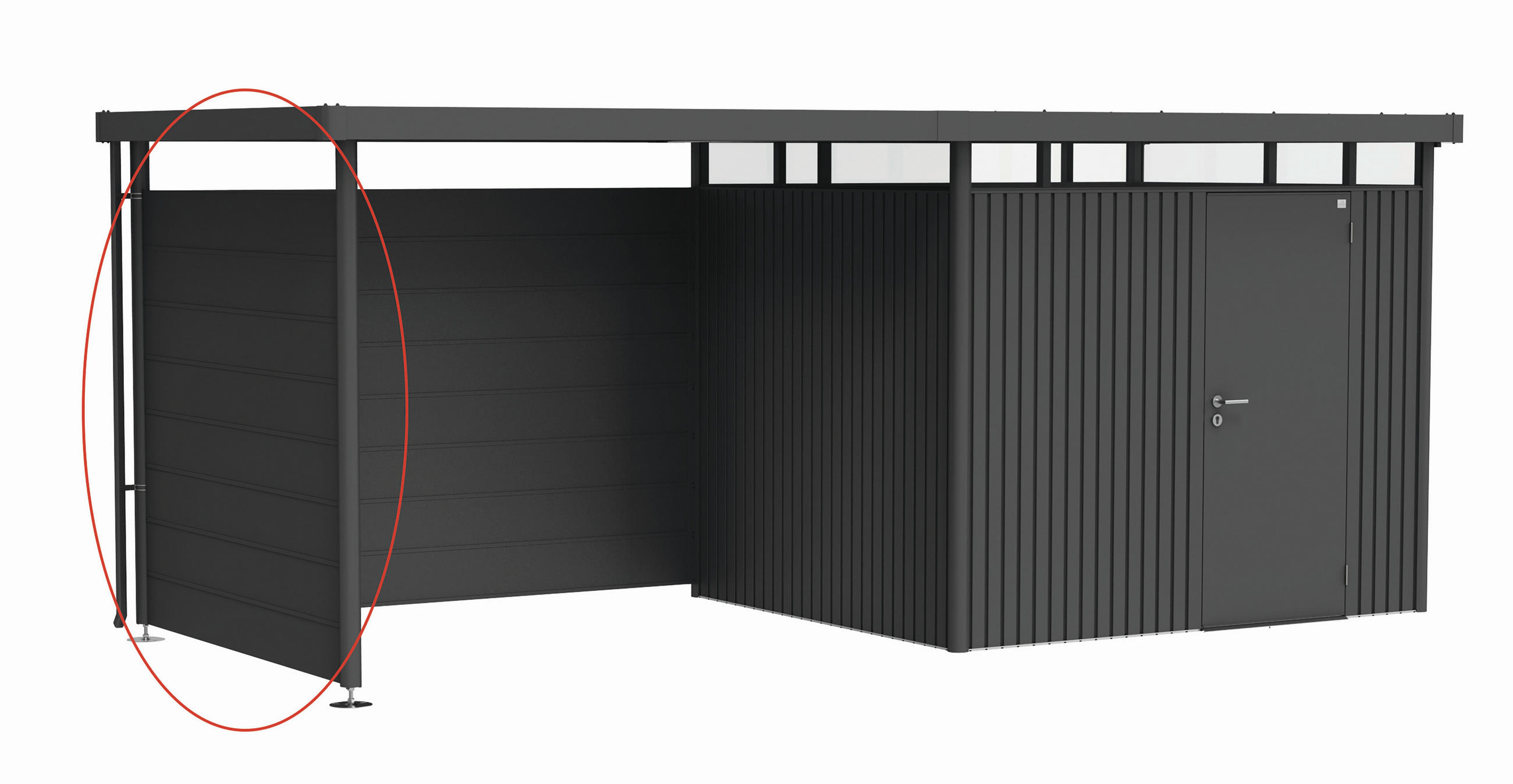 SEITENWAND GERÄTEHAUS HIGHLINE 197/181/2,5 cm   - Dunkelgrau, Basics, Metall (197/181/2,5cm) - Biohort