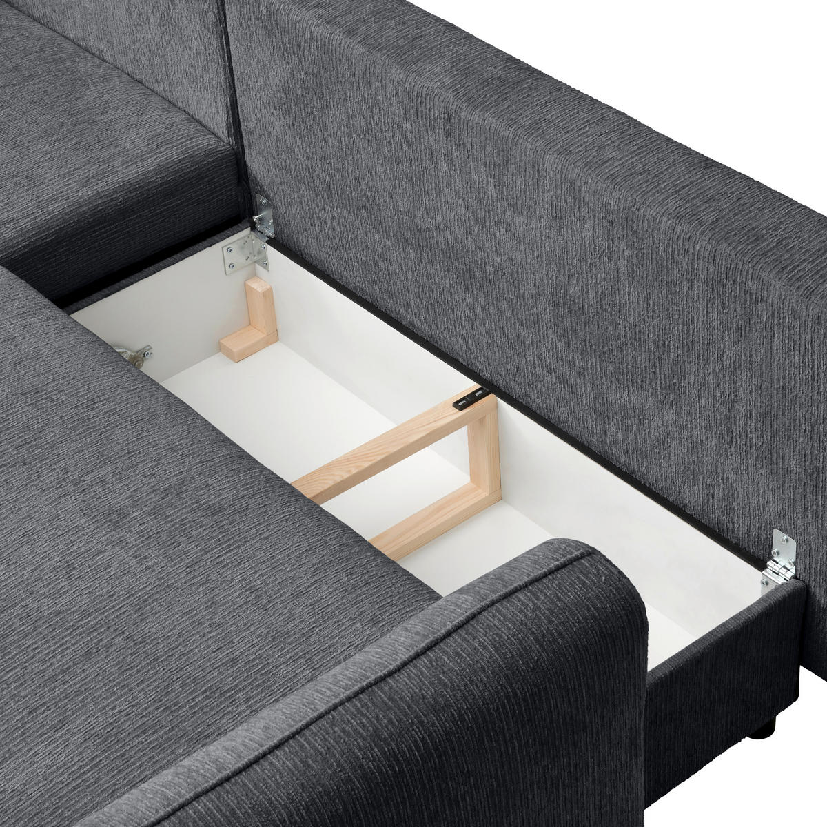 ECKSOFA in Struktur Grau  - Schwarz/Grau, Konventionell, Holz/Textil (170/247cm) - Carryhome
