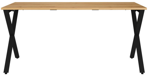 SCHREIBTISCH 160/80/75 cm  in Schwarz, Eichefarben, Hellbraun  - Hellbraun/Eichefarben, MODERN, Holzwerkstoff/Metall (160/80/75cm) - Novel