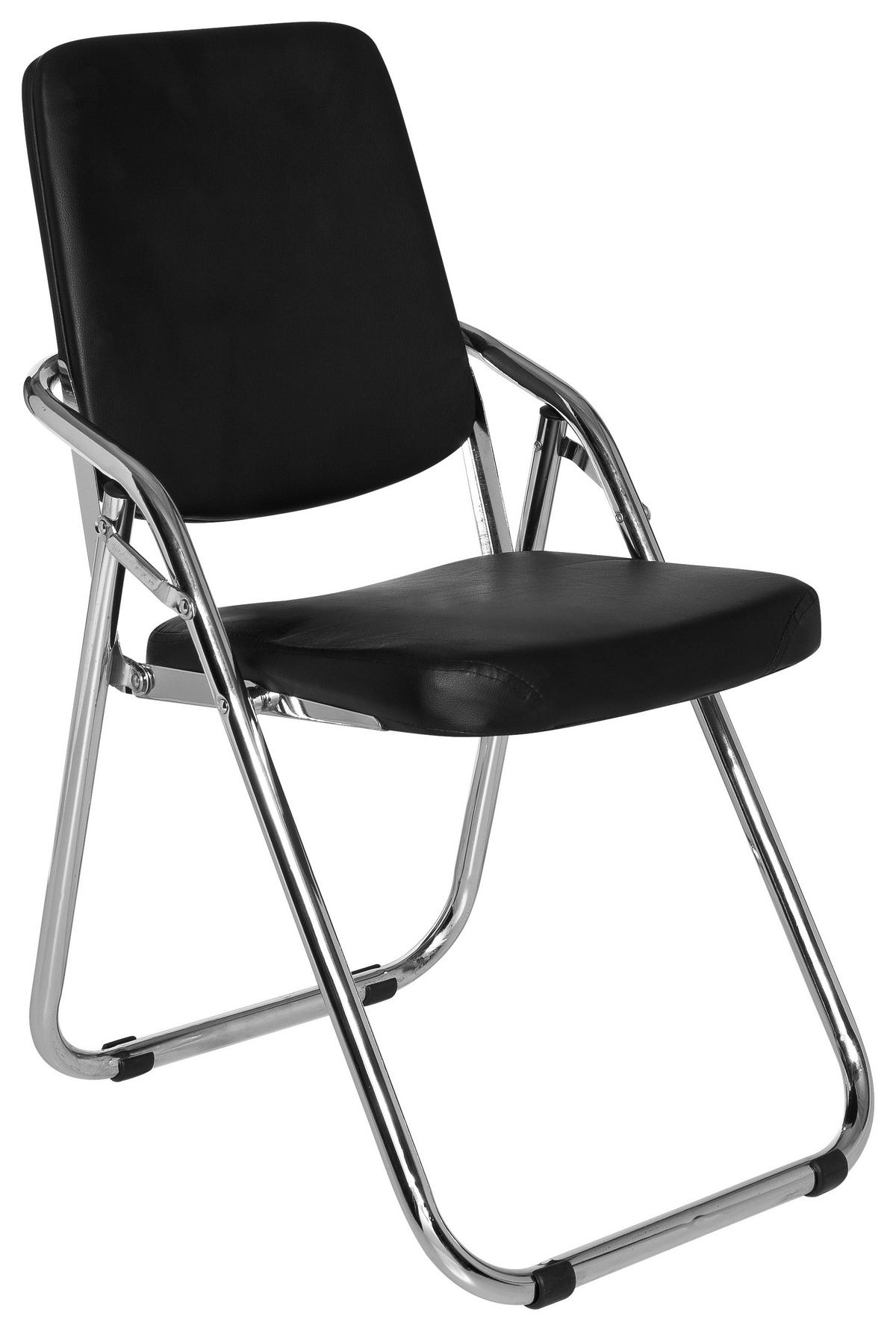 BESUCHERSTUHL  in Lederlook Schwarz, Chromfarben  - Chromfarben/Schwarz, MODERN, Textil/Metall (48/91/40cm) - MID.YOU