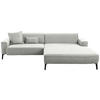 ECKSOFA in Flachgewebe Grau  285/190 cm  - Schwarz/Grau, Design, Textil/Metall (285/190cm) - Johann Jakob