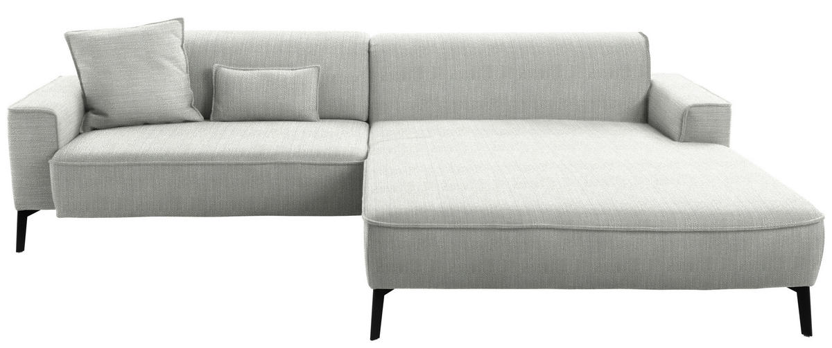 ECKSOFA in Flachgewebe Grau  285/190 cm  - Schwarz/Grau, Design, Textil/Metall (285/190cm) - Johann Jakob