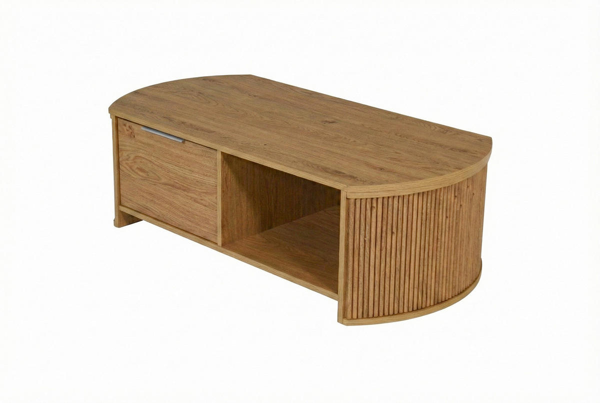 COUCHTISCH Eichefarben  - Eichefarben/Alufarben, KONVENTIONELL, Holzwerkstoff/Metall (110/55/35,5cm) - MID.YOU