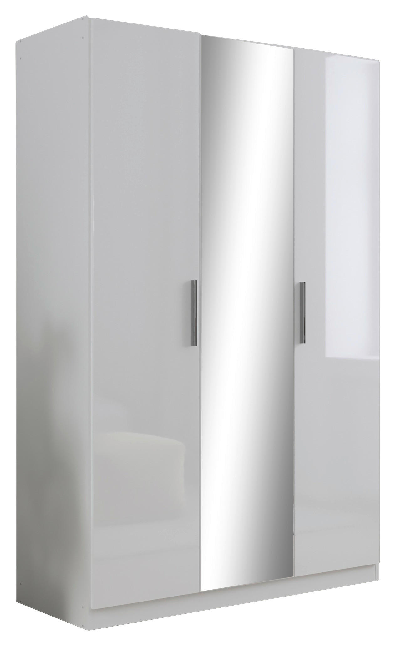 DREHTÜRENSCHRANK 135/210/54 cm 3-türig Weiß, Weiß Hochglanz  - Chromfarben/Weiß Hochglanz, KONVENTIONELL, Glas/Holzwerkstoff (135/210/54cm) - home24