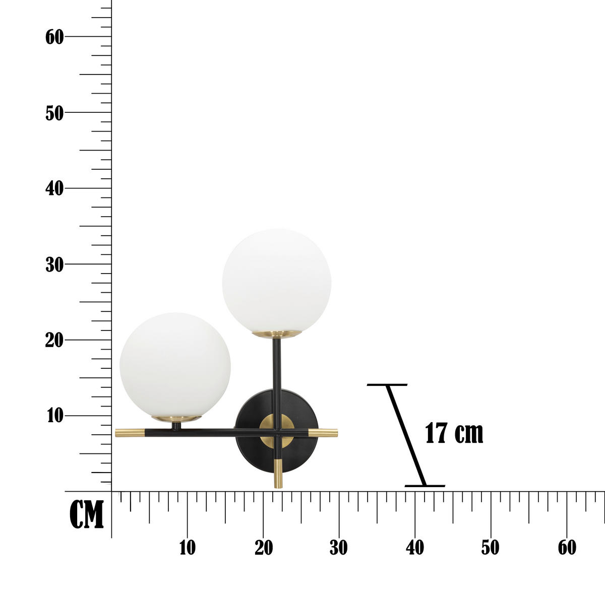 WANDLEUCHTE 30/17/35 cm  - Goldfarben/Schwarz, Trend, Glas/Metall (30/17/35cm) - Mauro Ferretti