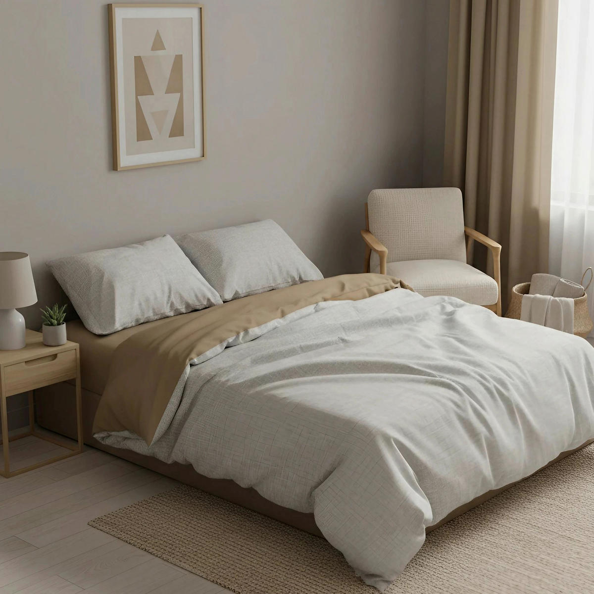 BETTWÄSCHE 155/220 cm  - Beige, Basics, Textil (155/220cm)