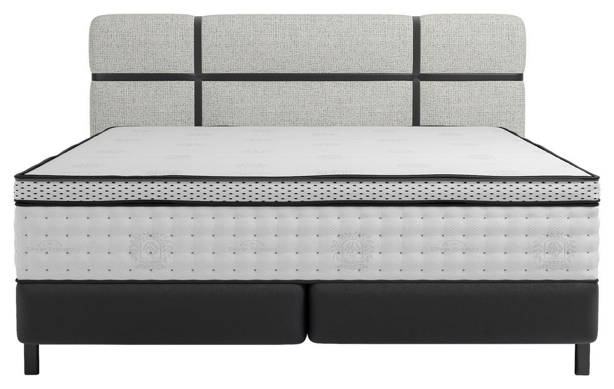 BOXSPRINGBETT 160/200 cm  in Anthrazit, Creme  - Anthrazit/Creme, Design, Textil/Metall (160/200cm) - Esposa