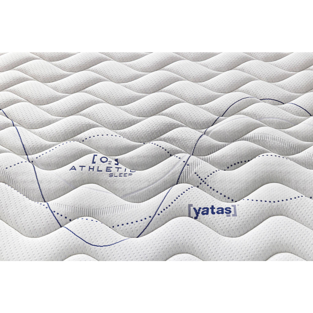 Thumbnail - Yatas Taschenfederkernmatratze Athletic, Weiß, Dunkelblau, Textil, H3, Füllung: Hohlfaser, rechteckig, 90x200 cm, Oeko-T...
