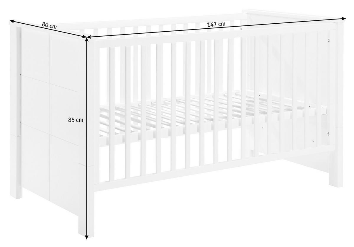 GITTERBETT Julija  - Weiß, Trend, Holz (147/85/80cm) - My Baby Lou