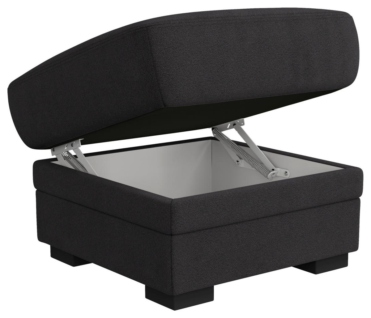 HOCKER in Textil Schwarz  - Schwarz, Basics, Kunststoff/Textil (68/45/68cm) - MID.YOU