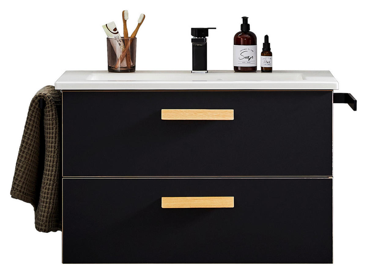 WASCHTISCHKOMBI 78 cm  - Eichefarben/Schwarz, MODERN, Holz/Holzwerkstoff (78cm) - Dieter Knoll