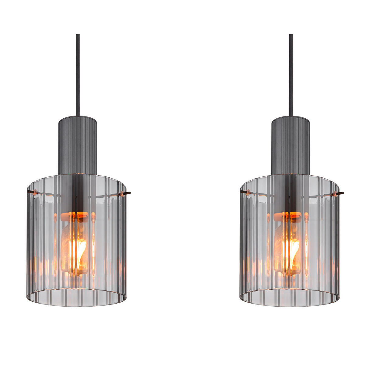 HÄNGELEUCHTE 98/18/120 cm    - Dunkelgrau, Design, Glas/Metall (98/18/120cm) - Globo
