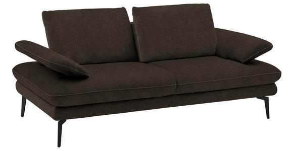 2,5-SITZER in Velours Dunkelbraun - Dunkelbraun/Beige, Design, Textil/Metall (196/89/104cm) - Dieter Knoll