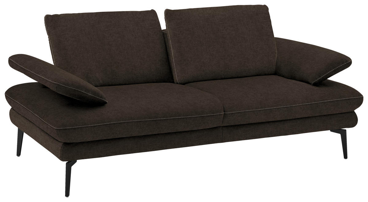 2,5-SITZER in Velours Dunkelbraun  - Dunkelbraun/Beige, Design, Textil/Metall (196/89/104cm) - Dieter Knoll
