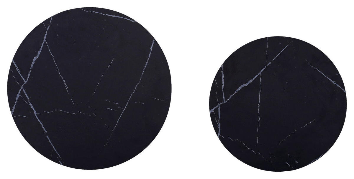 COUCHTISCHSET furniert rund Naturfarben, Schwarz, Akaziefarben  - Schwarz/Naturfarben, LIFESTYLE, Holzwerkstoff (32-42/32-42/45-53cm) - Landscape