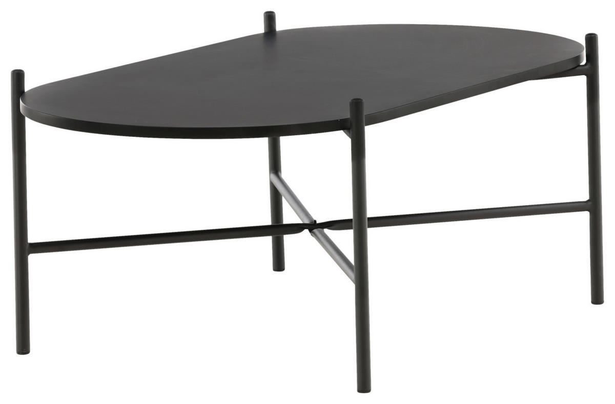 COUCHTISCH 120/60/45 cm oval Schwarz  - Schwarz, Design, Holzwerkstoff/Metall (120/60/45cm) - Livetastic