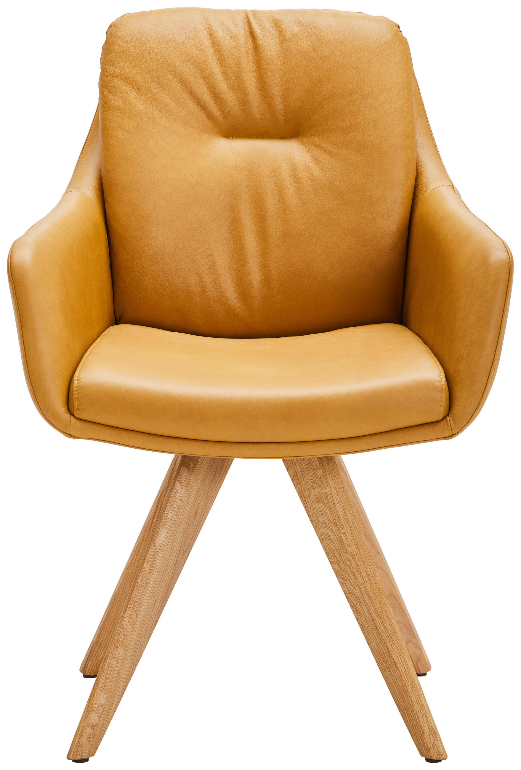 ARMLEHNSTUHL  in Echtleder pigmentiert  - Wildeiche/Dunkelgelb, Design, Leder/Holz (62/90/65cm) - Waldwelt