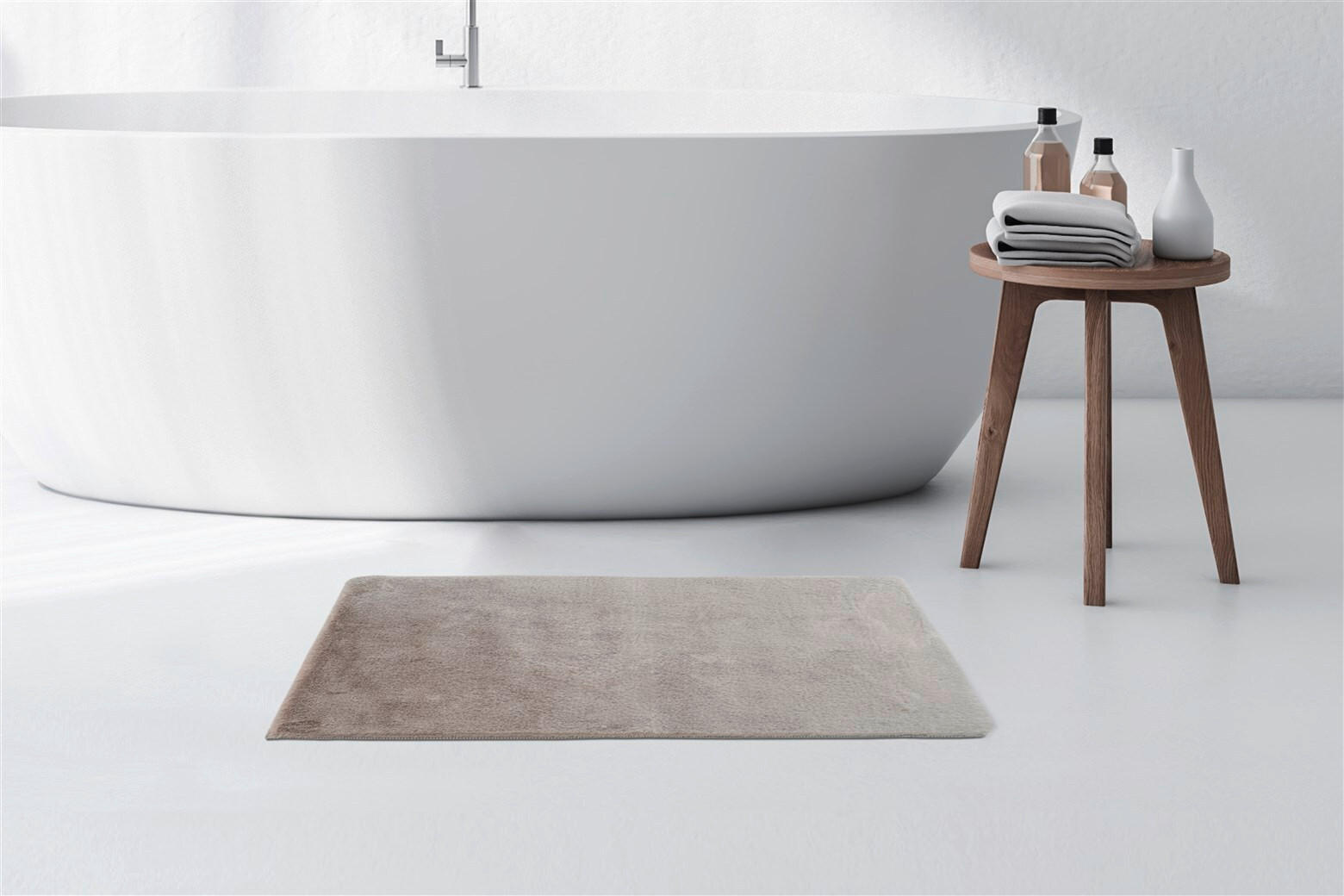 BADEMATTE 50/90 cm Hellgrau  - Hellgrau, KONVENTIONELL, Kunststoff/Textil (50/90cm)