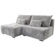 ECKSOFA in Cord Hellgrau  - Hellgrau/Schwarz, MODERN, Holz/Textil (145/210cm) - Carryhome