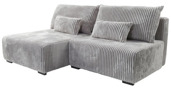 ECKSOFA in Cord Hellgrau  - Hellgrau/Schwarz, MODERN, Holz/Textil (145/210cm) - Carryhome