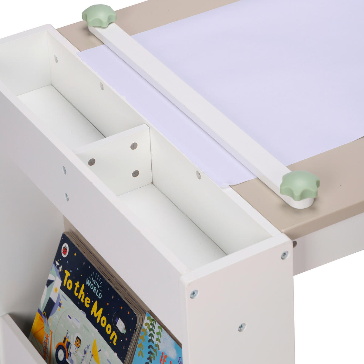 KINDERSCHREIBTISCH MIT STUHL - Buchefarben/Weiß, KONVENTIONELL, Holz/Papier (88/71/100cm)