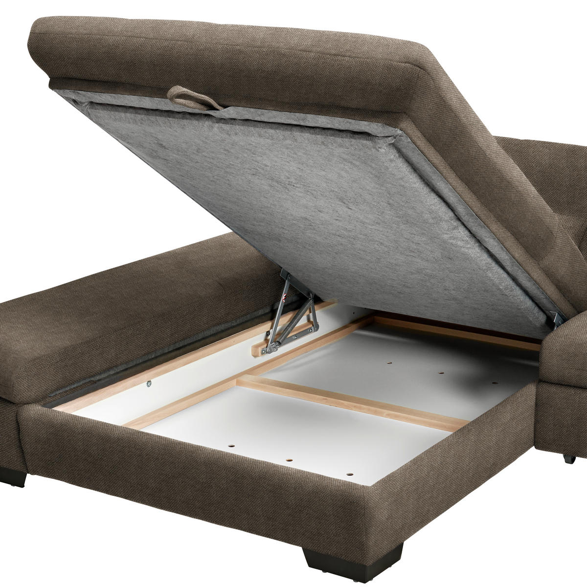 ECKSOFA  in Flachgewebe Braun  341/204 cm  - Schwarz/Braun, Design, Textil/Metall (341/204cm) - Xora