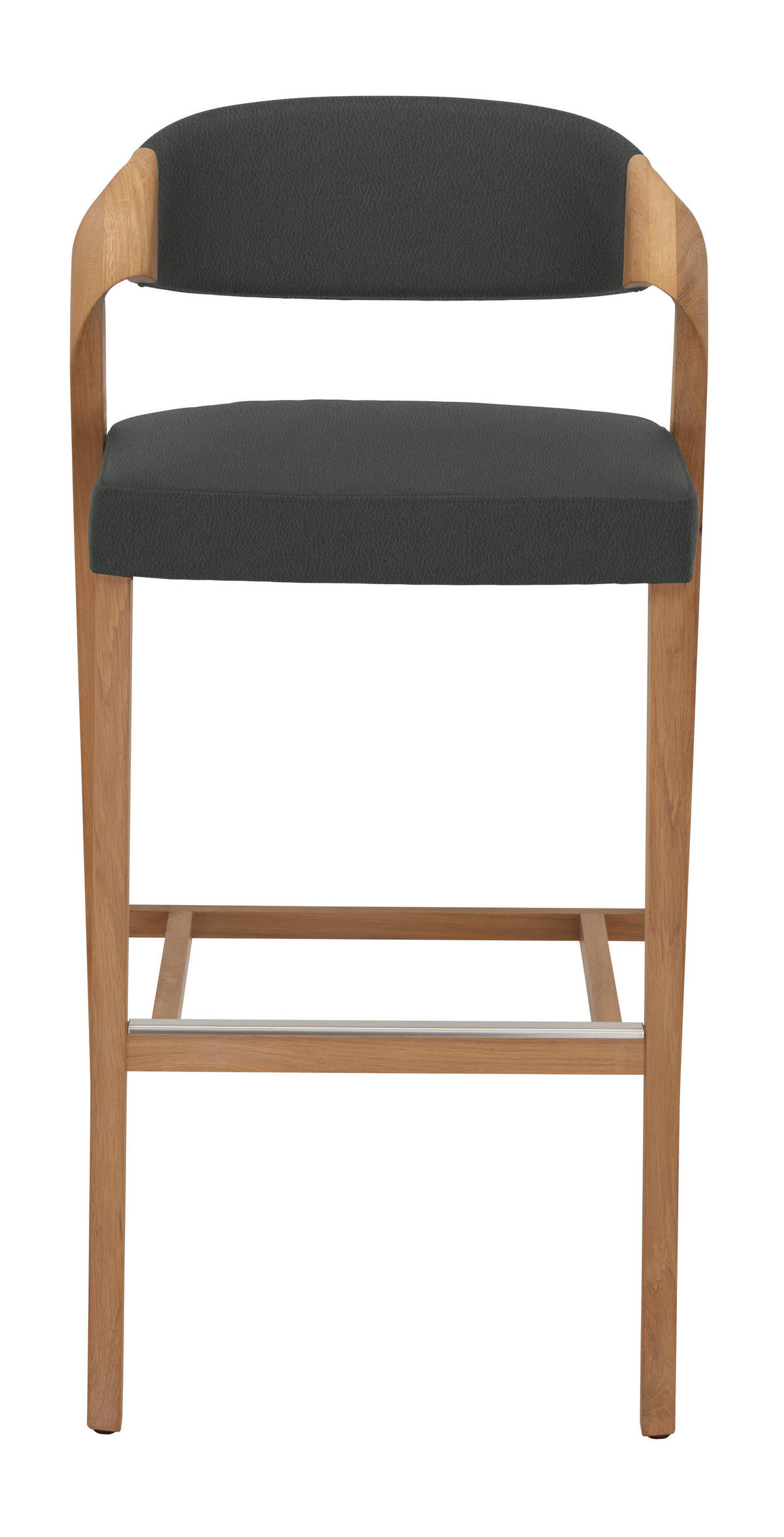 BARHOCKER Holz, Leder Anthrazit, Wildeiche  - Wildeiche/Anthrazit, Natur, Leder/Holz (52/103/52cm) - Voglauer